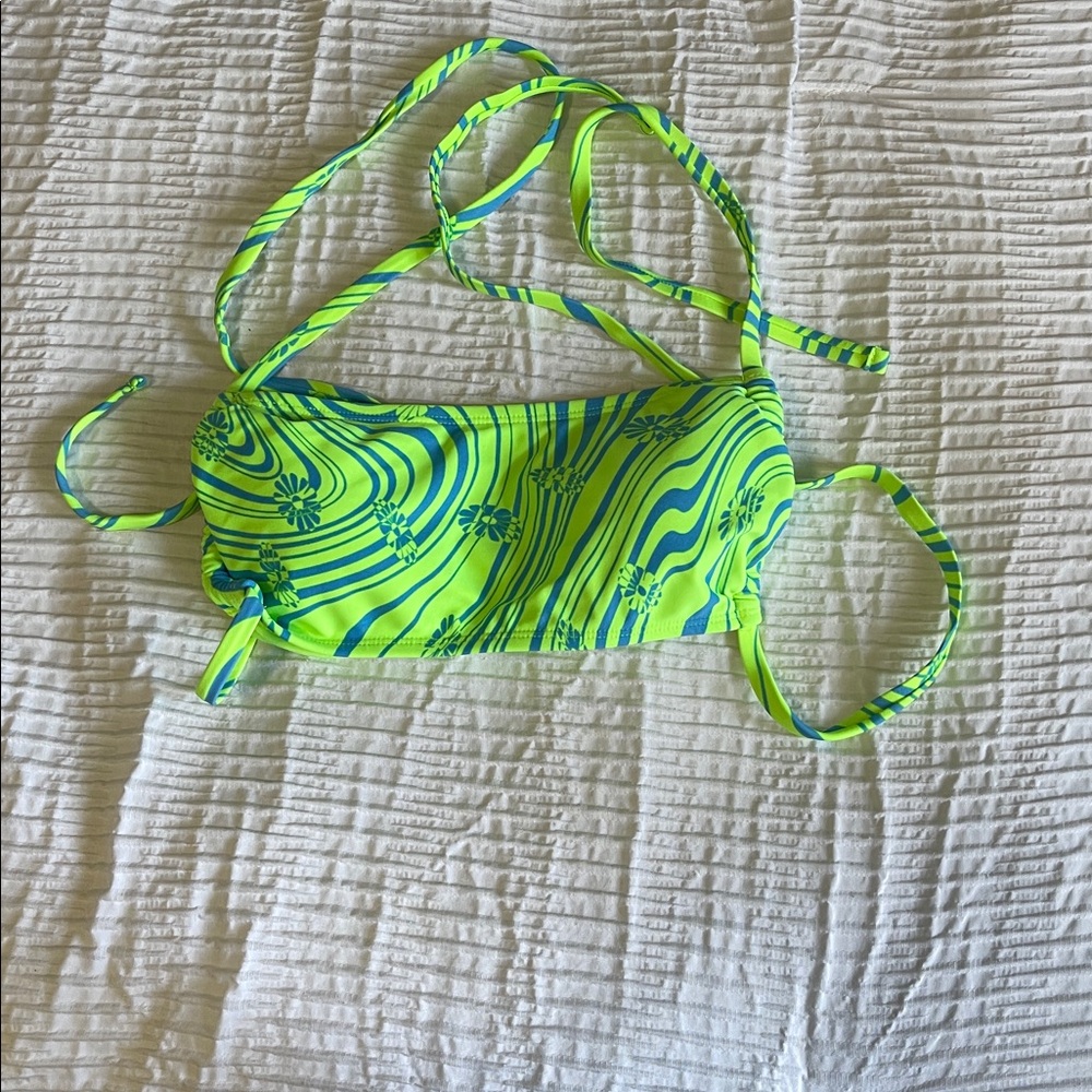 Vibrant Green and Blue Bikini Top